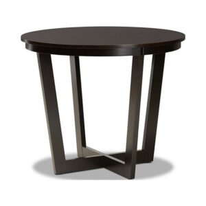 Alayna Modern and Contemporary Dark Brown Finished 35-Inch-Wide Round Wood Dining Table