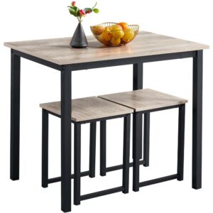 Alden Design 3-Pieces Industrial Dining Set Indoor, Rustic Gray