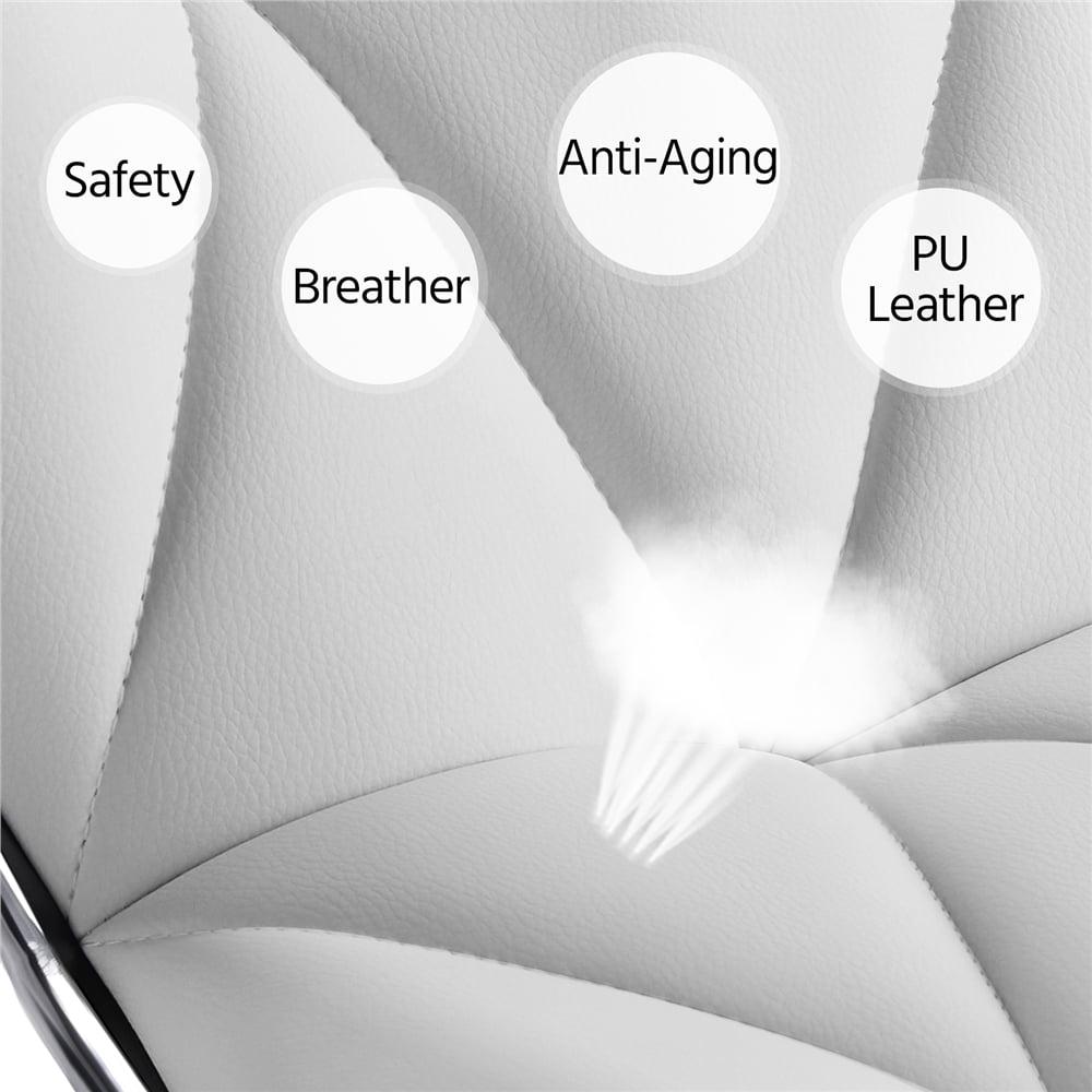 Alden Design Adjustable Mid-back Faux Leather Counter-Height Bar Stool for Kitchen Counter, Set of 2, White - Image 10