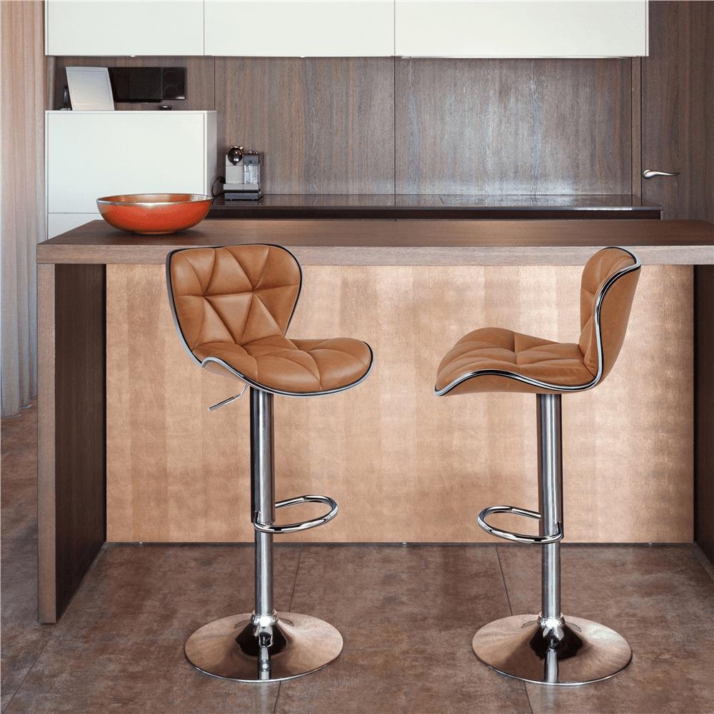 Alden Design Adjustable Mid-back Faux Leather Counter-Height Bar Stool for Kitchen Counter, Set of 2, Retro Brown - Image 10