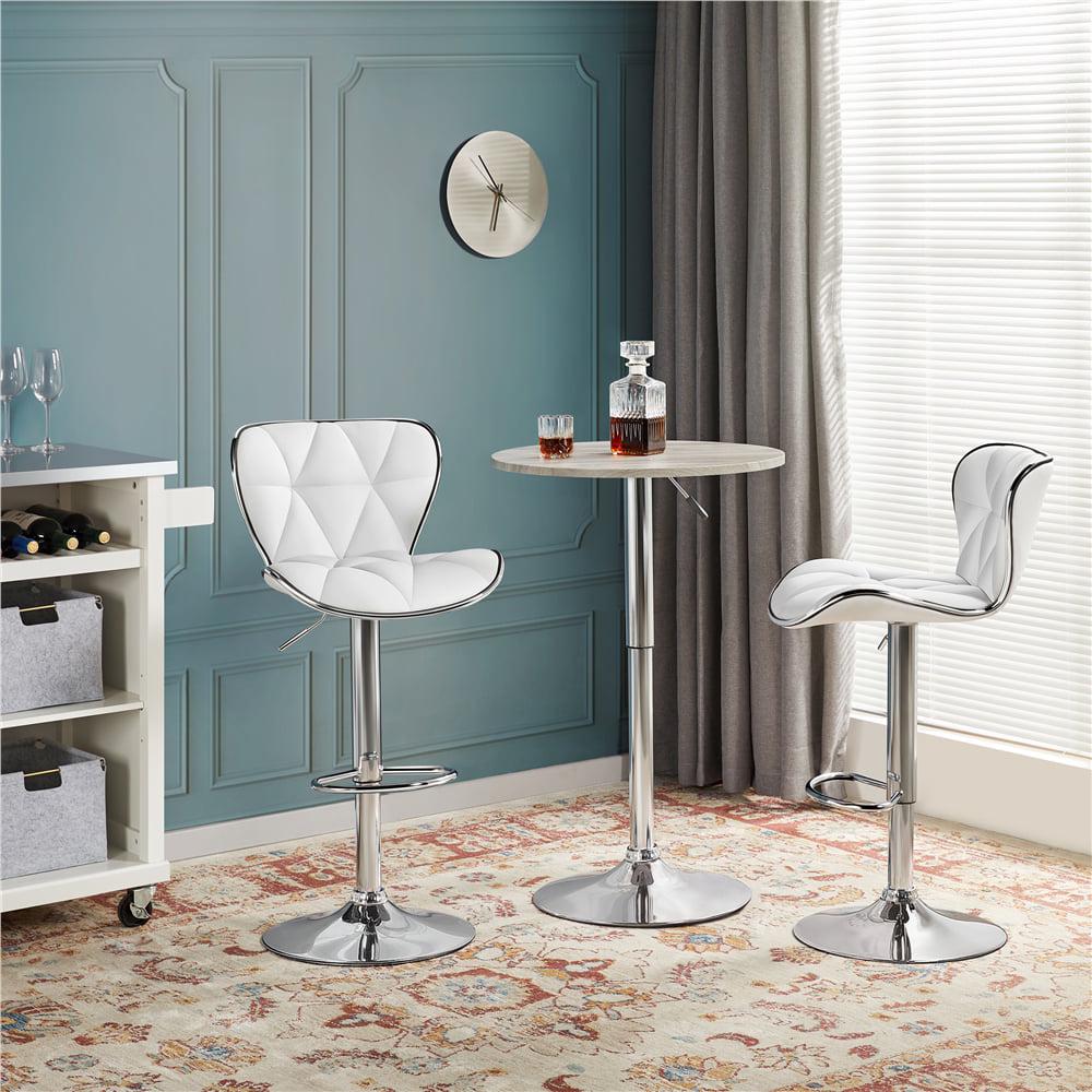 Alden Design Adjustable Mid-back Faux Leather Counter-Height Bar Stool for Kitchen Counter, Set of 2, White - Image 3