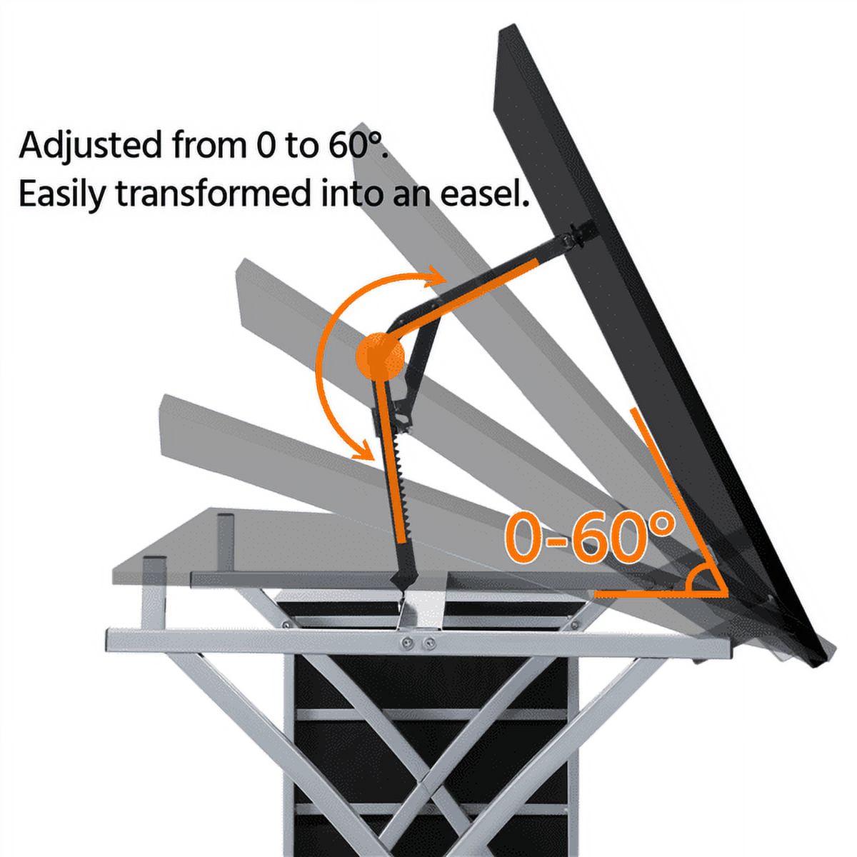 Alden Design 50'' Adjustable Steel Drafting Table with Stool, Black - Image 13