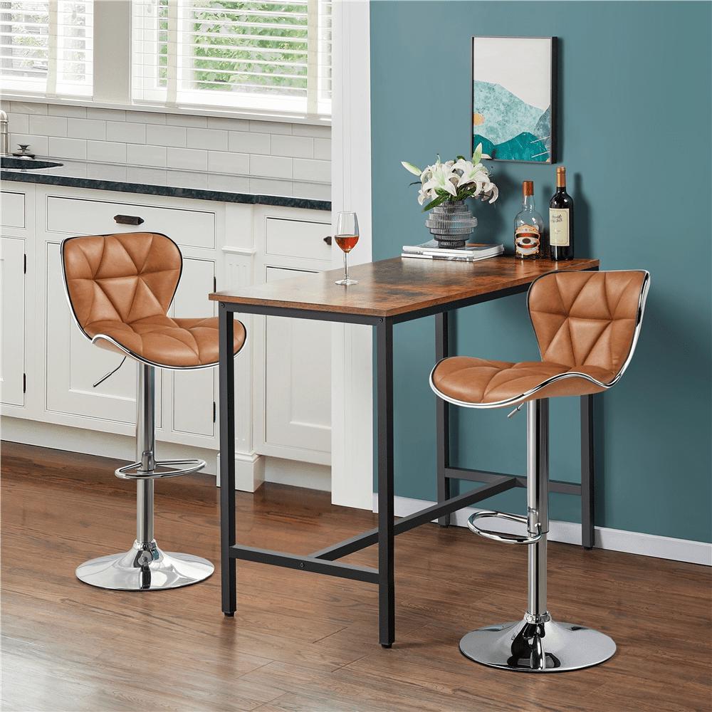 Alden Design Adjustable Mid-back Faux Leather Counter-Height Bar Stool for Kitchen Counter, Set of 2, Retro Brown - Image 2