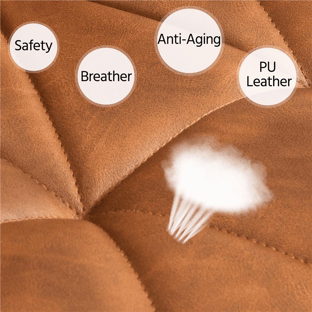 Alden Design Adjustable Mid-back Faux Leather Counter-Height Bar Stool for Kitchen Counter, Set of 2, Retro Brown - Image 6