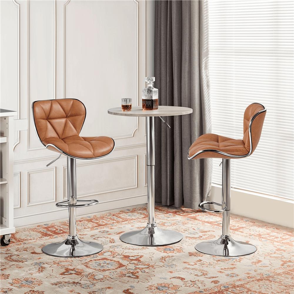 Alden Design Adjustable Mid-back Faux Leather Counter-Height Bar Stool for Kitchen Counter, Set of 2, Retro Brown - Image 3