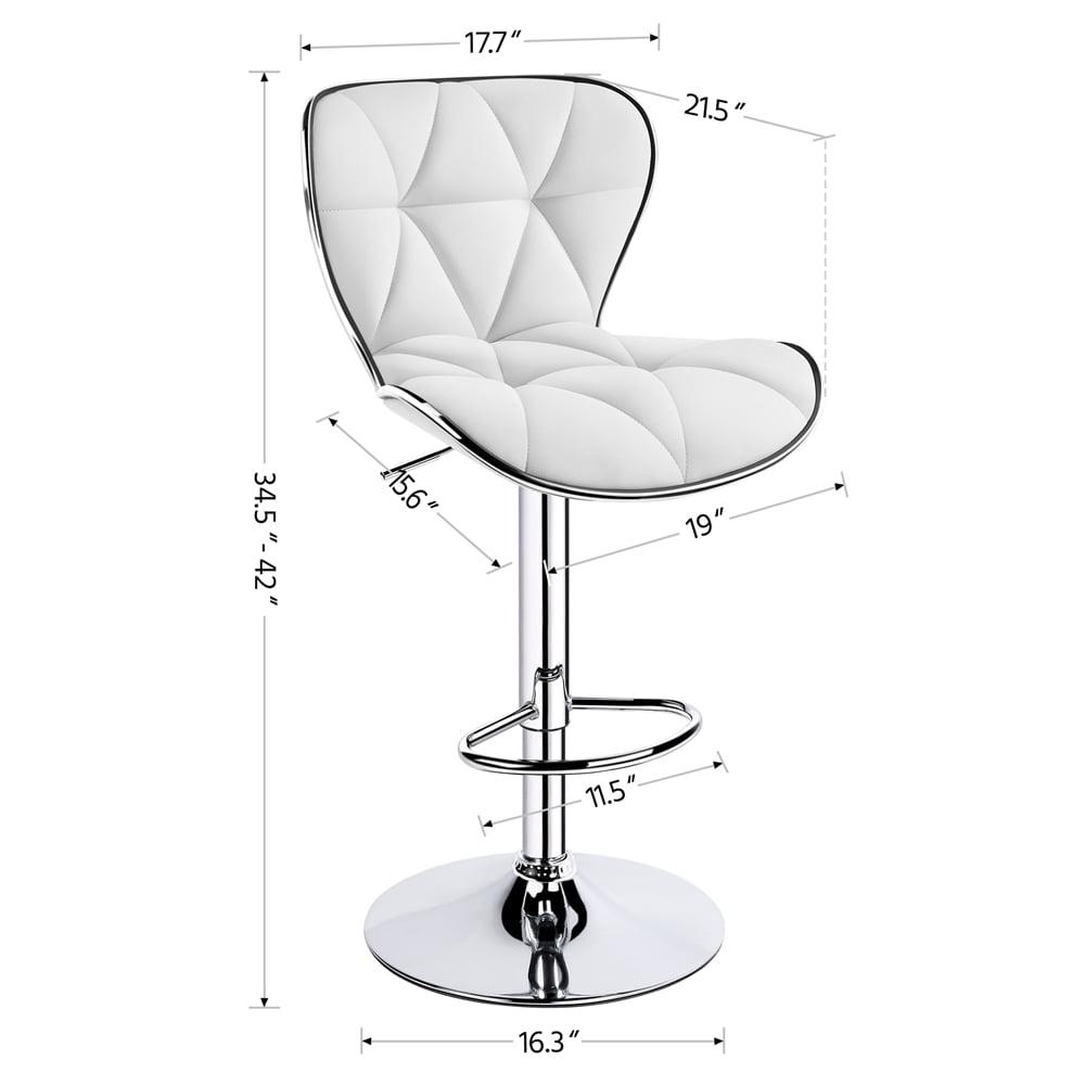 Alden Design Adjustable Mid-back Faux Leather Counter-Height Bar Stool for Kitchen Counter, Set of 2, White - Image 4