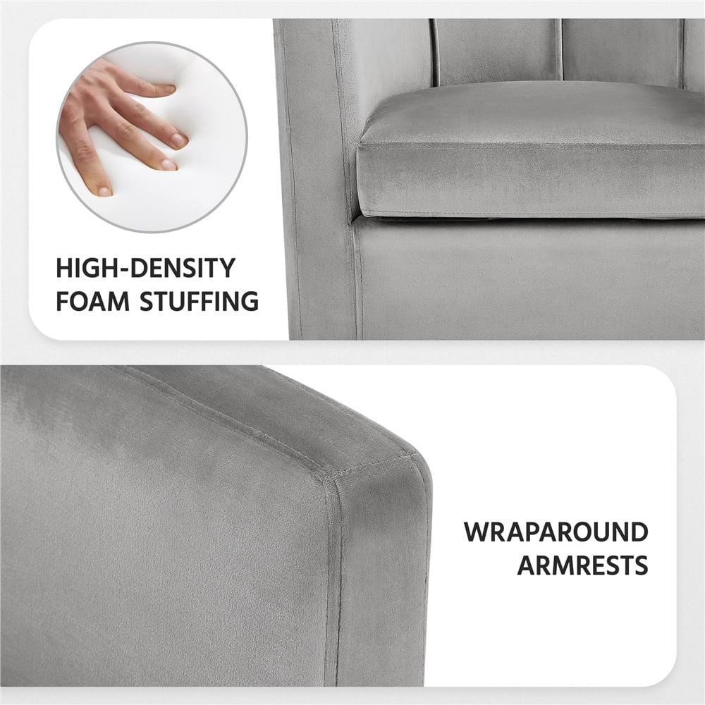 Alden Design Contemporary Barrel Accent Chair for Livingroom, Gray Velvet - Image 6