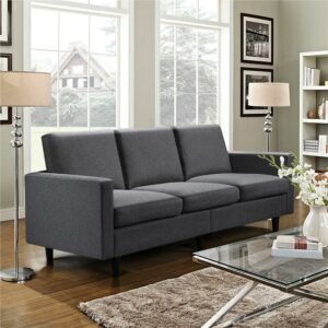 Alden Design Contemporary Fabric 3-Seater Sofa with USB Port for Livingroom, Dark Gray