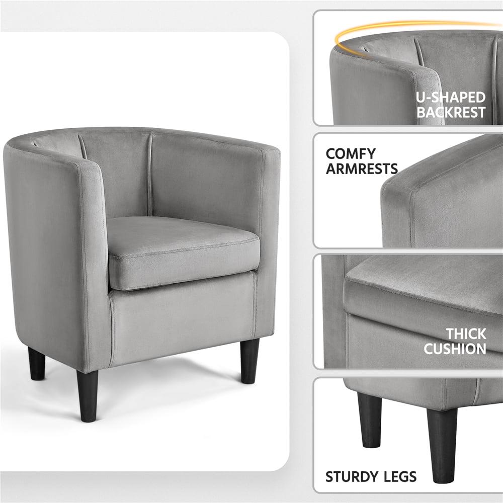 Alden Design Contemporary Barrel Accent Chair for Livingroom, Gray Velvet - Image 7