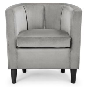 Alden Design Contemporary Barrel Accent Chair for Livingroom, Gray Velvet