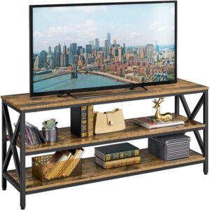 Alden Design Industrial Wooden TV Stand for TVs up to 65'', Rustic Brown