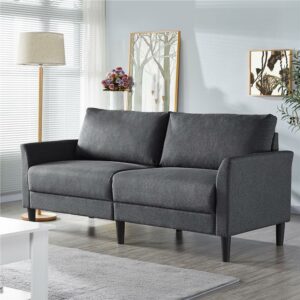 Alden Design 2-Seater 67"W Upholstered Sofa with USB Charging Ports for Living Room, Dark Gray