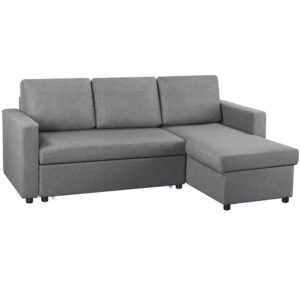 Alden Design Reversible Sectional Sofa with Storage Compartment & USB Ports for Livingroom, Light Gray