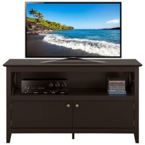Alden Design Wooden X-Shape TV Stand for TVs up to 50'' with Storage Cabinet, Espresso