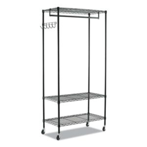 Alera Wire Shelving Garment Rack, 40 Garments, 48w x 18d x 75h, Black