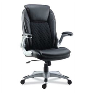 Alera ALELT4249 Leithen Bonded Leather Midback Chair Supports Up to 275 lbs. - Black/Silver