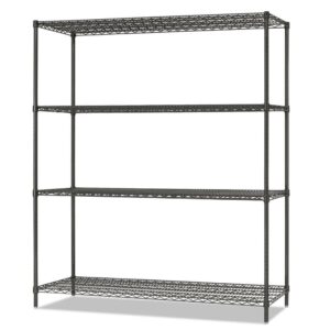 Alera All-Purpose Wire Shelving Starter Kit, Four-Shelf, 60w x 18d x 72h, Black Anthracite Plus