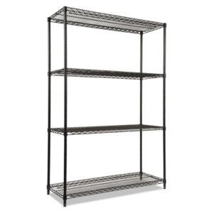 Alera NSF Certified Industrial 4-Shelf Wire Shelving Kit 48wx18dx72h Black