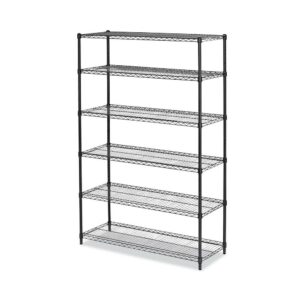 Alera NSF Certified 6-Shelf Wire Shelving Kit, 48 x 18 x 72, Black Anthracite -ALESW664818BA