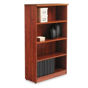Alera Valencia Series Bookcase, Four-Shelf, 31 3/4w x 14d x 55h, Medium Cherry