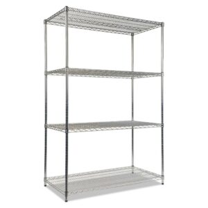 Alera NSF Certified Industrial Four-Shelf Wire Shelving Kit, 48w x 24d x 72h, Silver