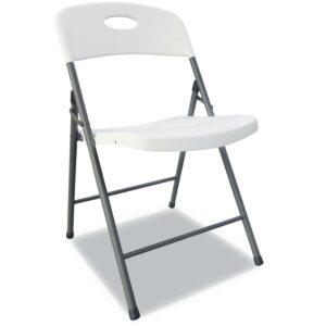 Alera Molded Resin Indoor Outdoor Folding Chair, White, Dark Gray Base, 4/Carton