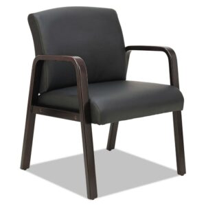 Alera ALERL4319E Reception Lounge WL Series 24.21 in. x 24.8 in. x 32.67 in. Guest Chair - Black Seat/Back, Espresso Base