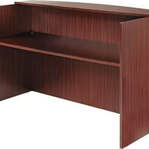 Alera Valencia Series Reception Desk with Transaction Counter, 71" x 35.5" x 29.5" to 42.5", Mahogany