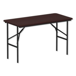 Alera Indoor Outdoor Wood Folding Table, Rectangular, 48w x 23.88d x 29h, Mahogany