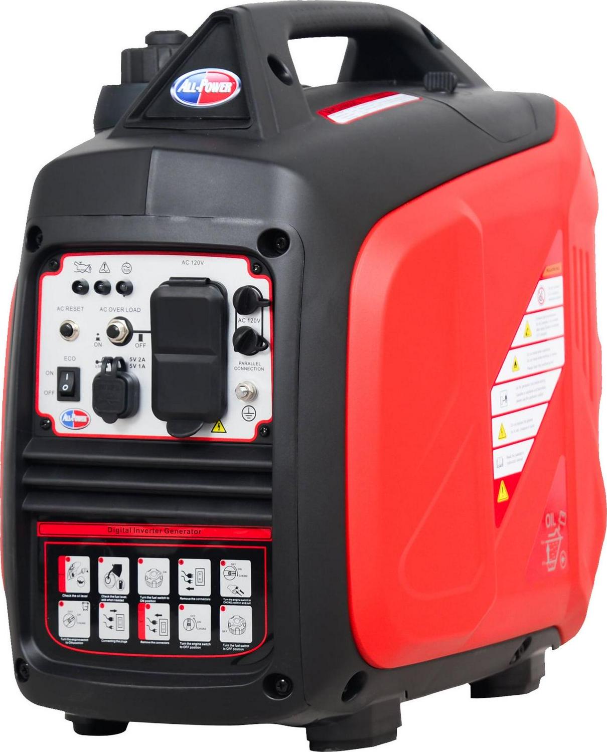 All Power 2000 Watt Portable Inverter Generator, Compact & Quiet, Gas Powered 2000W RV Generator, Parallel Function Ready, APG2000IS - Image 6