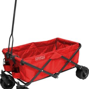 Creative Outdoor Durable All Terrain Folding Wagon 150lb Capacity, Red