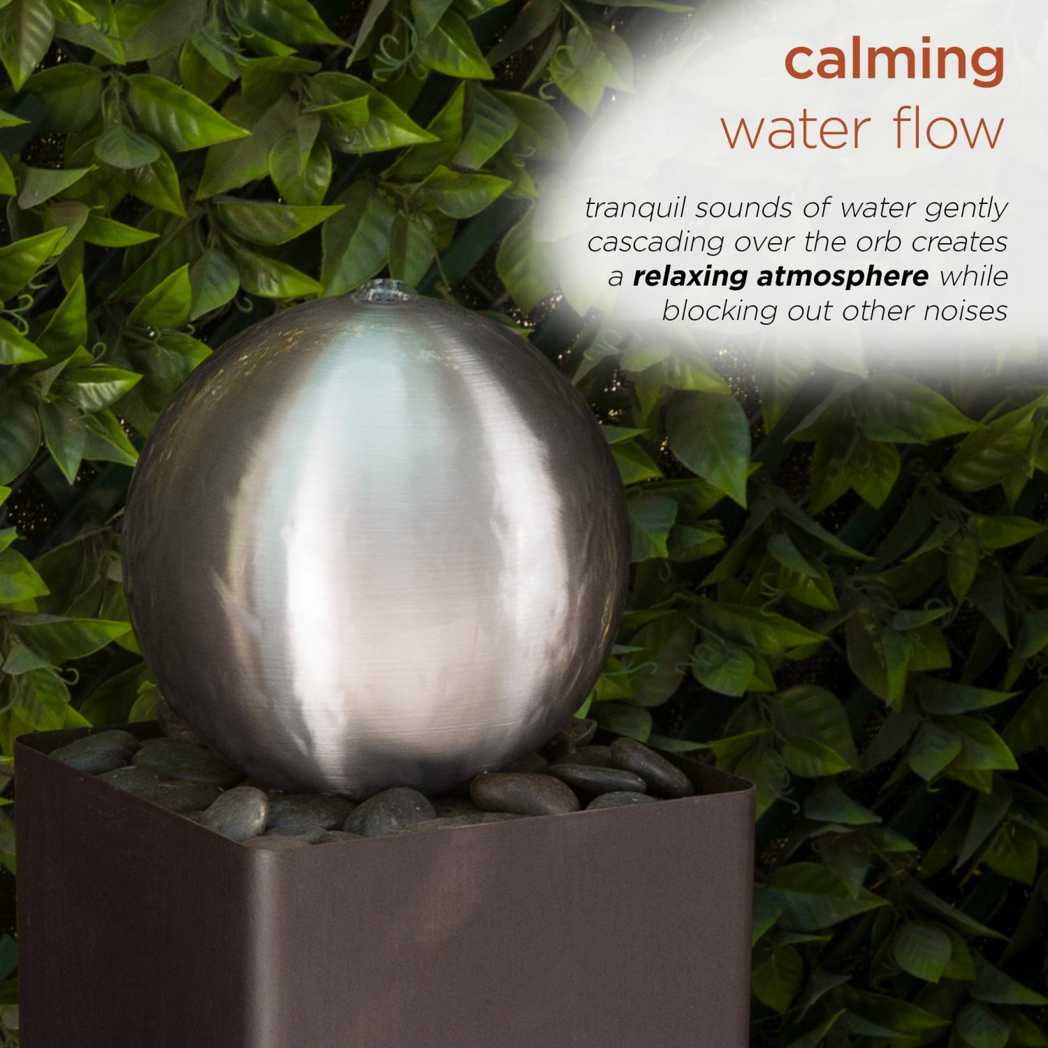 Alpine Corporation 10" x 37" Plug-In Cascading Metal Orb Fountain, Brown/Silver - Image 6