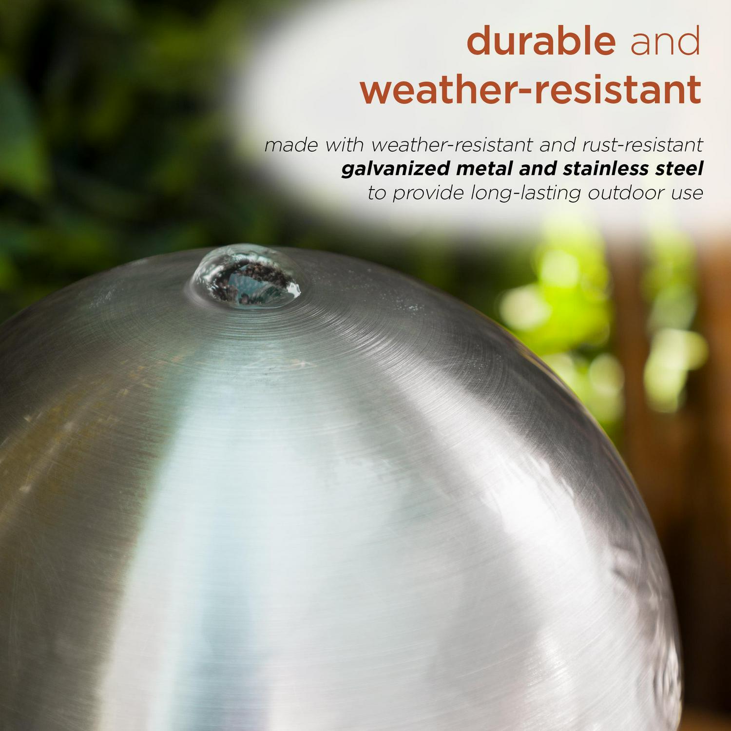 Alpine Corporation 10" x 37" Plug-In Cascading Metal Orb Fountain, Brown/Silver - Image 7