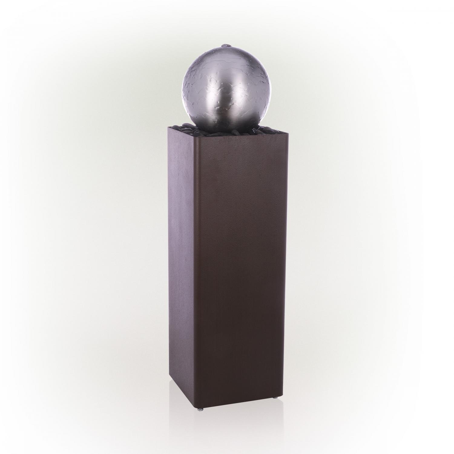 Alpine Corporation 10" x 37" Plug-In Cascading Metal Orb Fountain, Brown/Silver - Image 8