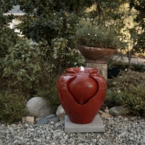 Alpine Corporation 17"H Indoor/Outdoor Vase Fountain, Cherry Red