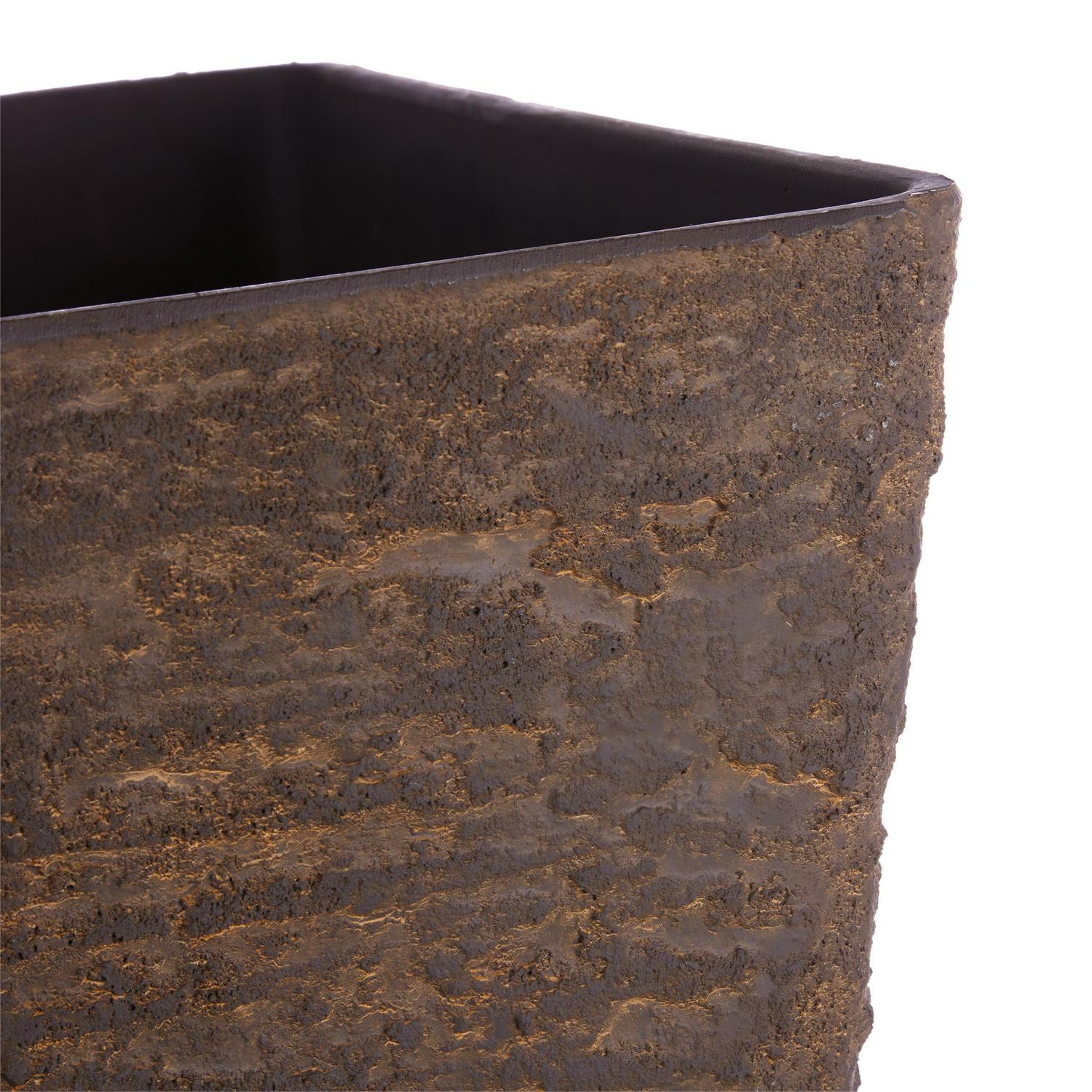 Alpine Corporation 16" x 17" Stone-Look Planters, Brown, Set of 2 - Image 10