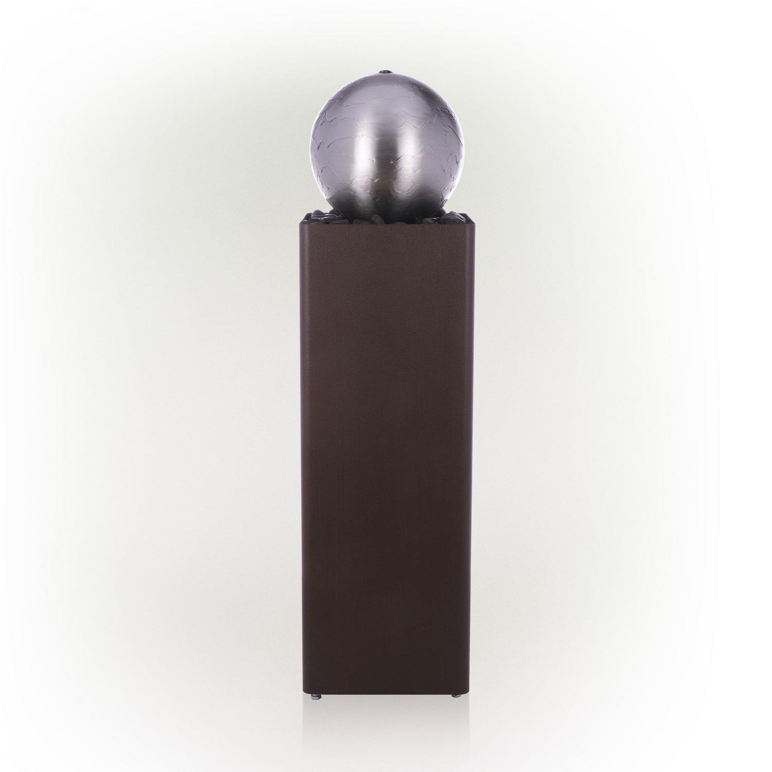 Alpine Corporation 10" x 37" Plug-In Cascading Metal Orb Fountain, Brown/Silver - Image 9