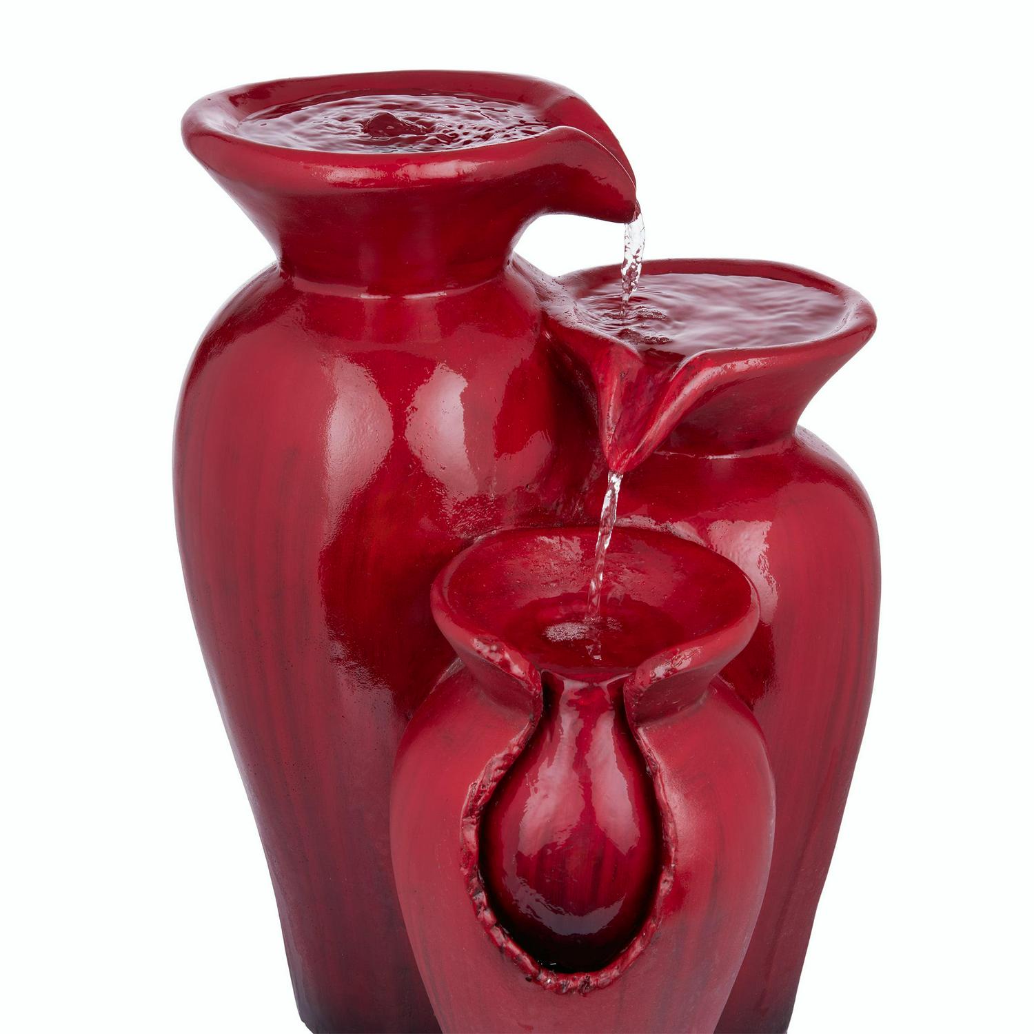 Alpine Corporation 21"H Outdoor 3-Tier Jar Fountain, Red - Image 10