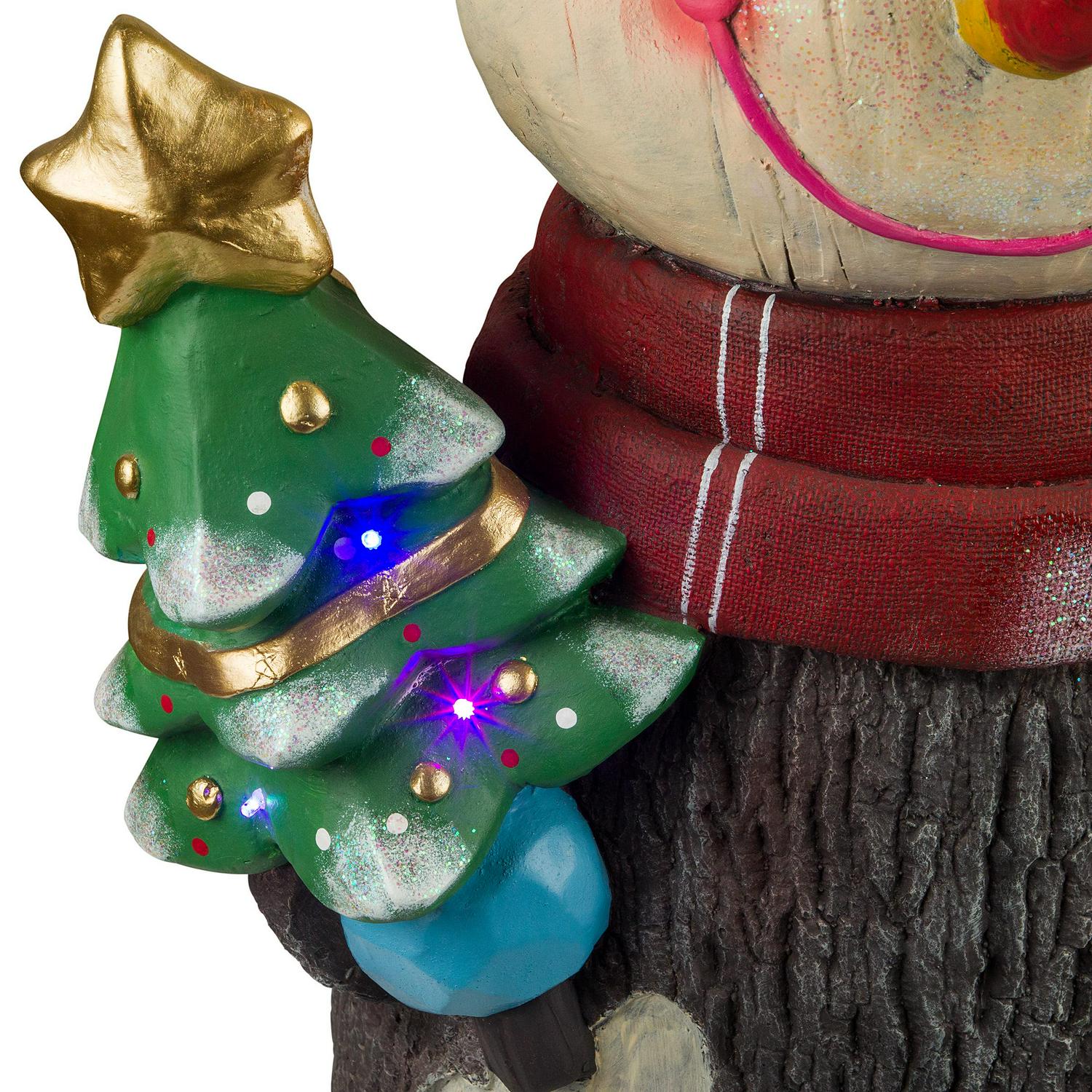 Alpine Corporation 21" x 16" x 48" Polyresin Snowman Light-Up Holiday Statue, Brown - Image 11