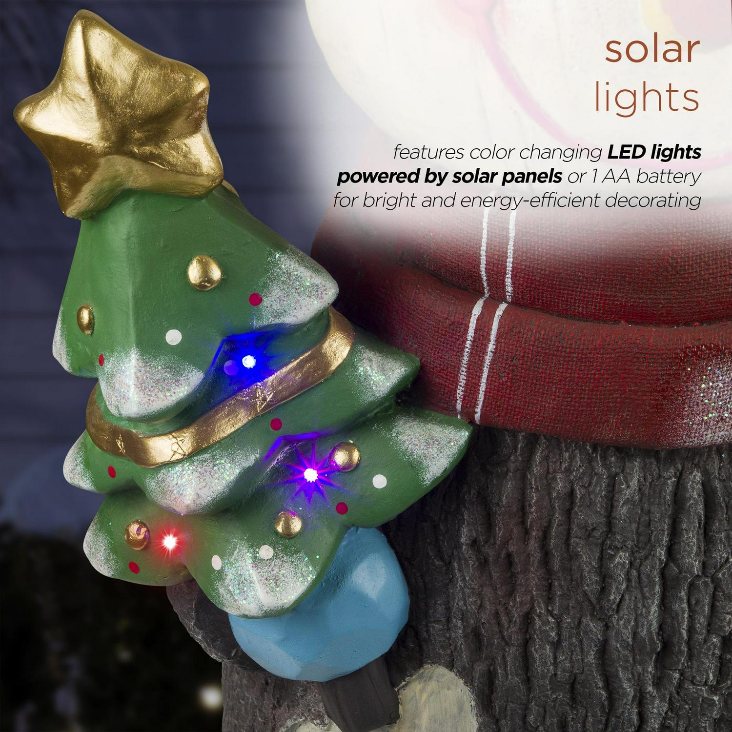 Alpine Corporation 21" x 16" x 48" Polyresin Snowman Light-Up Holiday Statue, Brown - Image 5