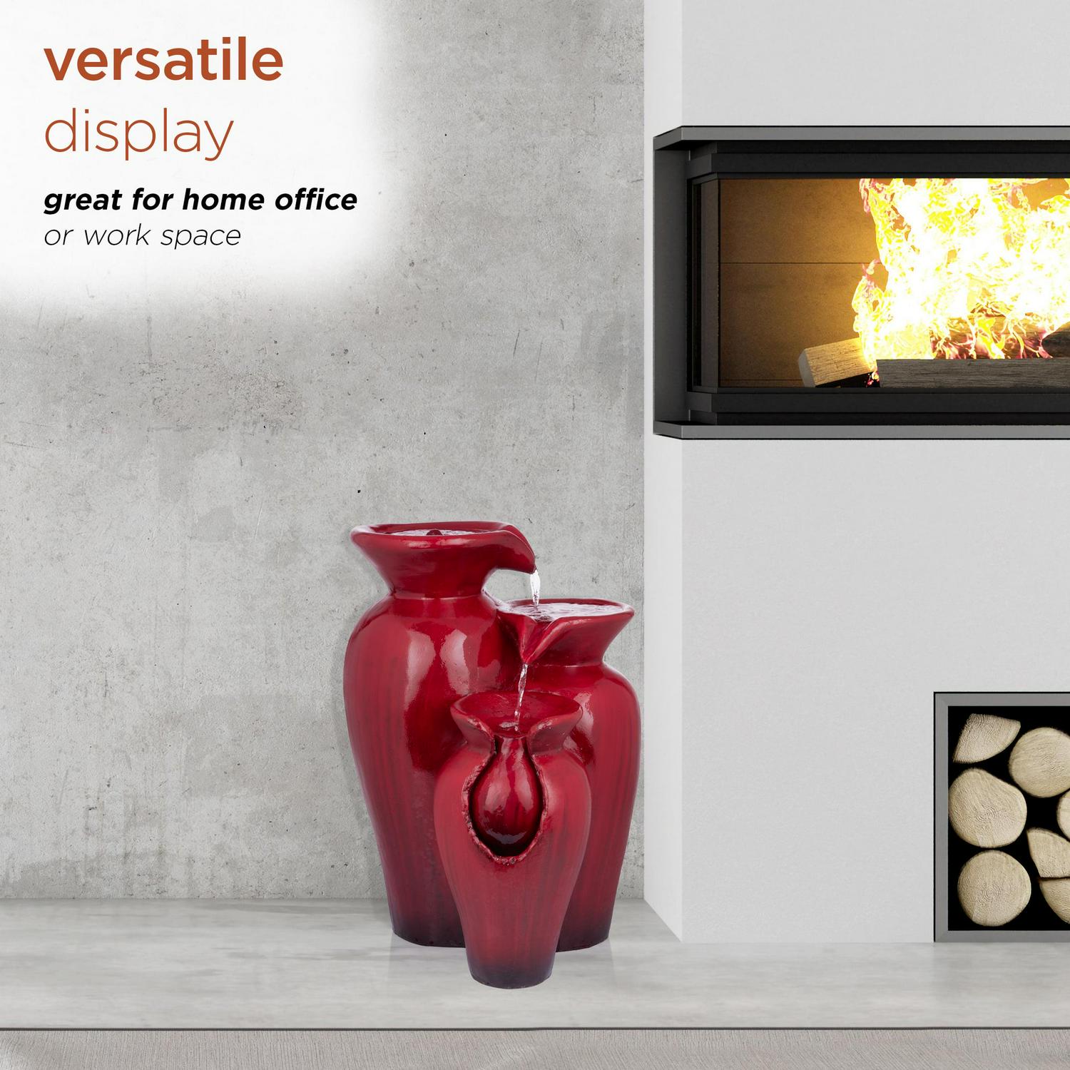 Alpine Corporation 21"H Outdoor 3-Tier Jar Fountain, Red - Image 6