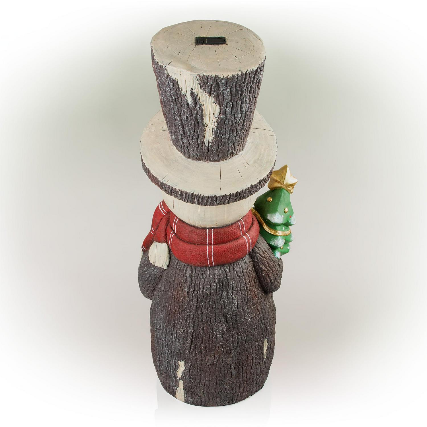 Alpine Corporation 21" x 16" x 48" Polyresin Snowman Light-Up Holiday Statue, Brown - Image 10