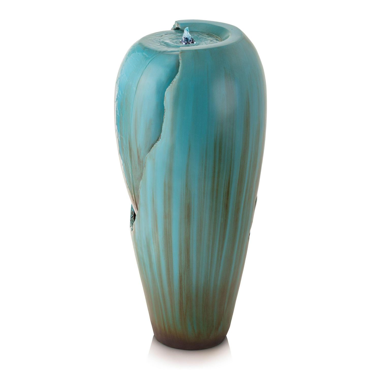 Alpine Corporation - 33" Tall Outdoor Antique Jar Water Fountain with LED Lights, Vintage Light Waterfall – Relaxing Garden Fountain for Patio, Deck, or Yard (Turquoise) - Image 11