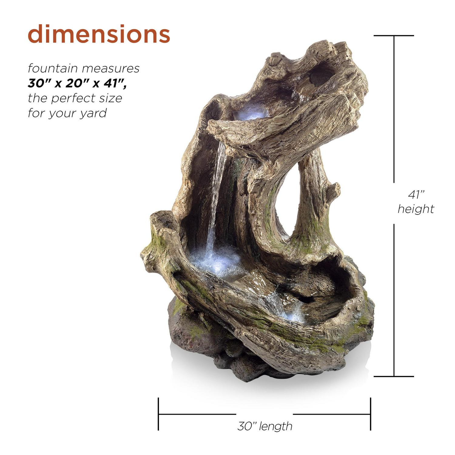 Alpine Corporation 41" Rainforest Waterfall Fountain, LED Lights - Image 3