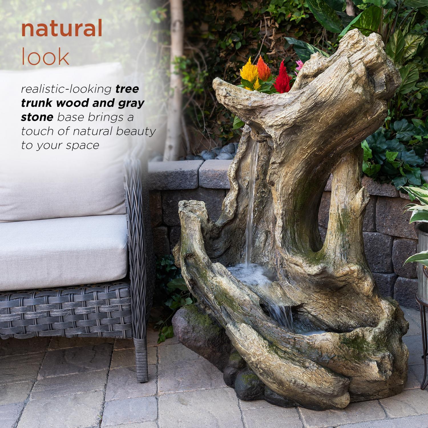 Alpine Corporation 41" Rainforest Waterfall Fountain, LED Lights - Image 5