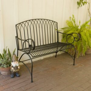 Alpine Corporation 44" x 26" x 38" Decorative Metal Wire Garden Bench, Black