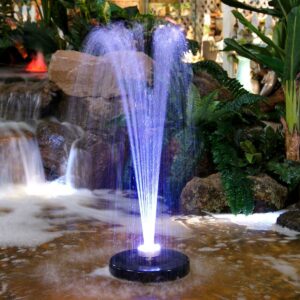 Alpine Corporation FTC102 Floating Spray Fountain with 48 LED Color Changing Lights, 398 GPH Pump, Black