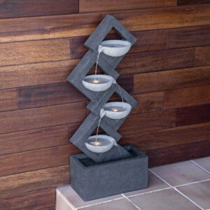 Alpine Corporation Calming Zen Four Tiered Wallfall Fountain, 40 Inch Tall