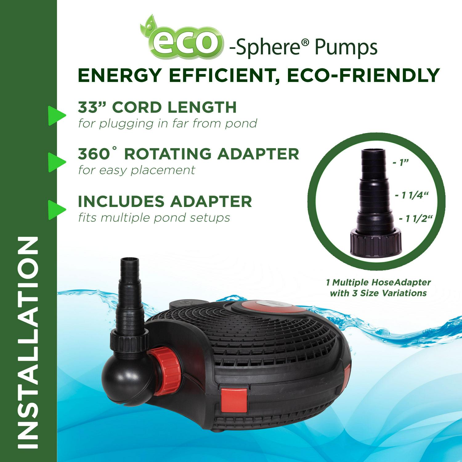 Alpine Corporation Eco-Sphere Energy-Saving Pump 1400GPH with 33 Ft. Cord - Image 5