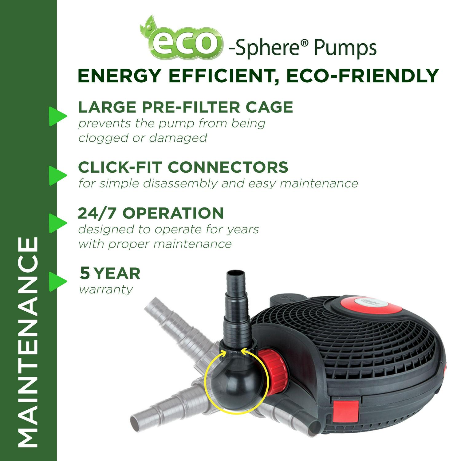 Alpine Corporation Eco-Sphere Energy-Saving Pump 1400GPH with 33 Ft. Cord - Image 12